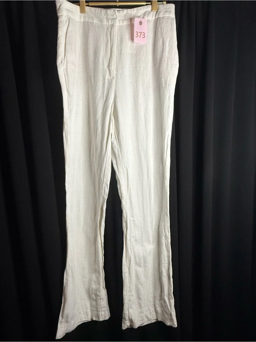 Zara White Linen-Blend Wide-Leg Pants